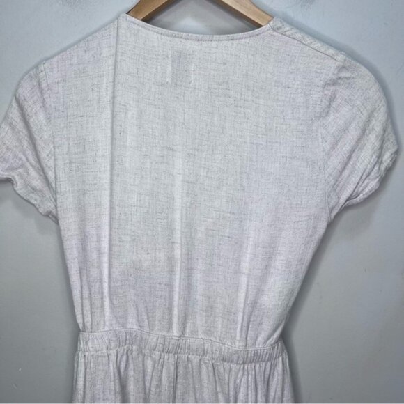 Princess Polly Tie Front Beige Tan Linen Romper Size 6 - Picture 12 of 16